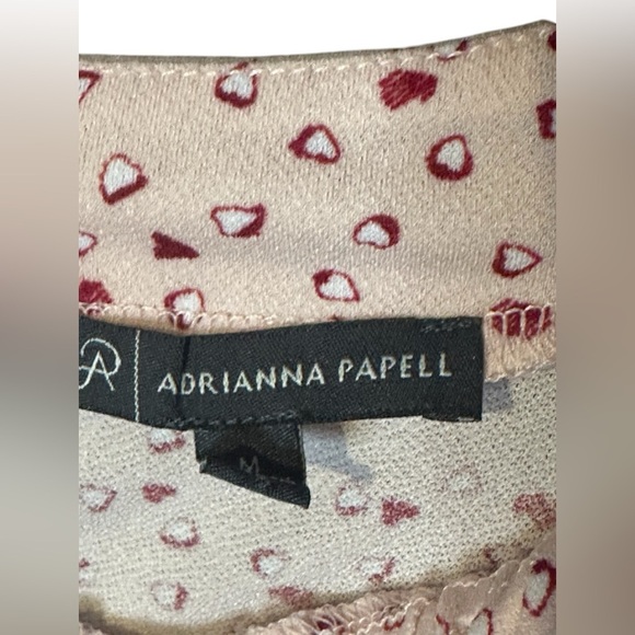 Adrianna Papell Women’s Medium Blouse Pink Red Hearts Valentines Day Dressy - Picture 5 of 7
